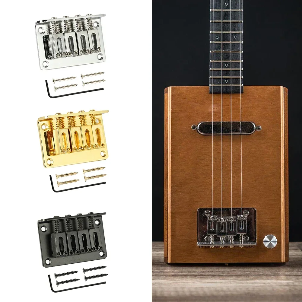 4 String Guitar Bridge Hard-tail Tailpiece Ukulele Adjustable For CigarBox Guitars Accessory Bridge Durable New Quality