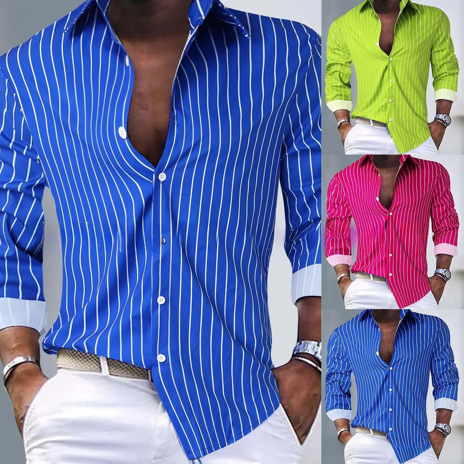 

Мужской кардиган с длинным рукавом в полоску, с открытым воротом, осенне-зимний, в уличном стиле, с принтом, из ПУ-материала, для городских прогулок, модный