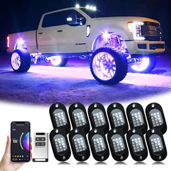 YiLaie RGB Car Rock Lights 4/6/8/12 Pods APP & RF Control Neon Underglow Trail Rig Light For Offroad Truck SUV 4x4 ATV Jeep