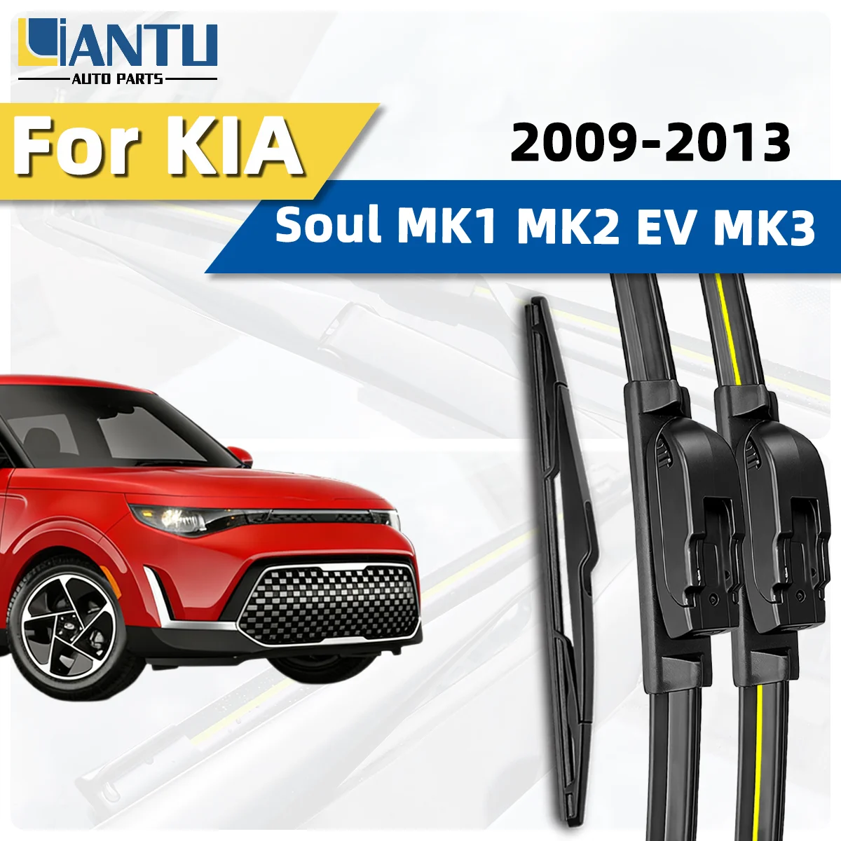 

3 шт. передних и задних щеток стеклоочистителя для KIA Soul MK1 MK2 EV MK3 2009-2013, премиум-класс, бесшумные, без разводов, долговечные аксессуары для автомобиля
