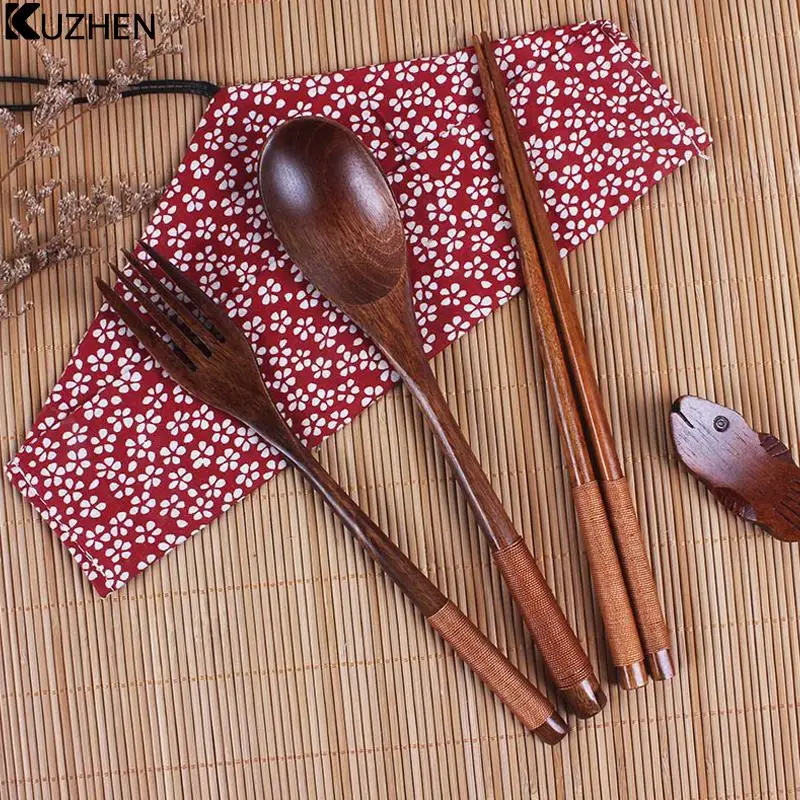 Portable Cutlery Bag Print Reusable Drink Straws Chopsticks Cutlery Bag Drawstring Bag Spoon Fork Cutlery Bag