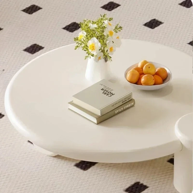 & Creative Design Art Round Coffee Tables Minimalist Cream Style Sofa Side Table Small Apartment Tea Table Living Room Furniture