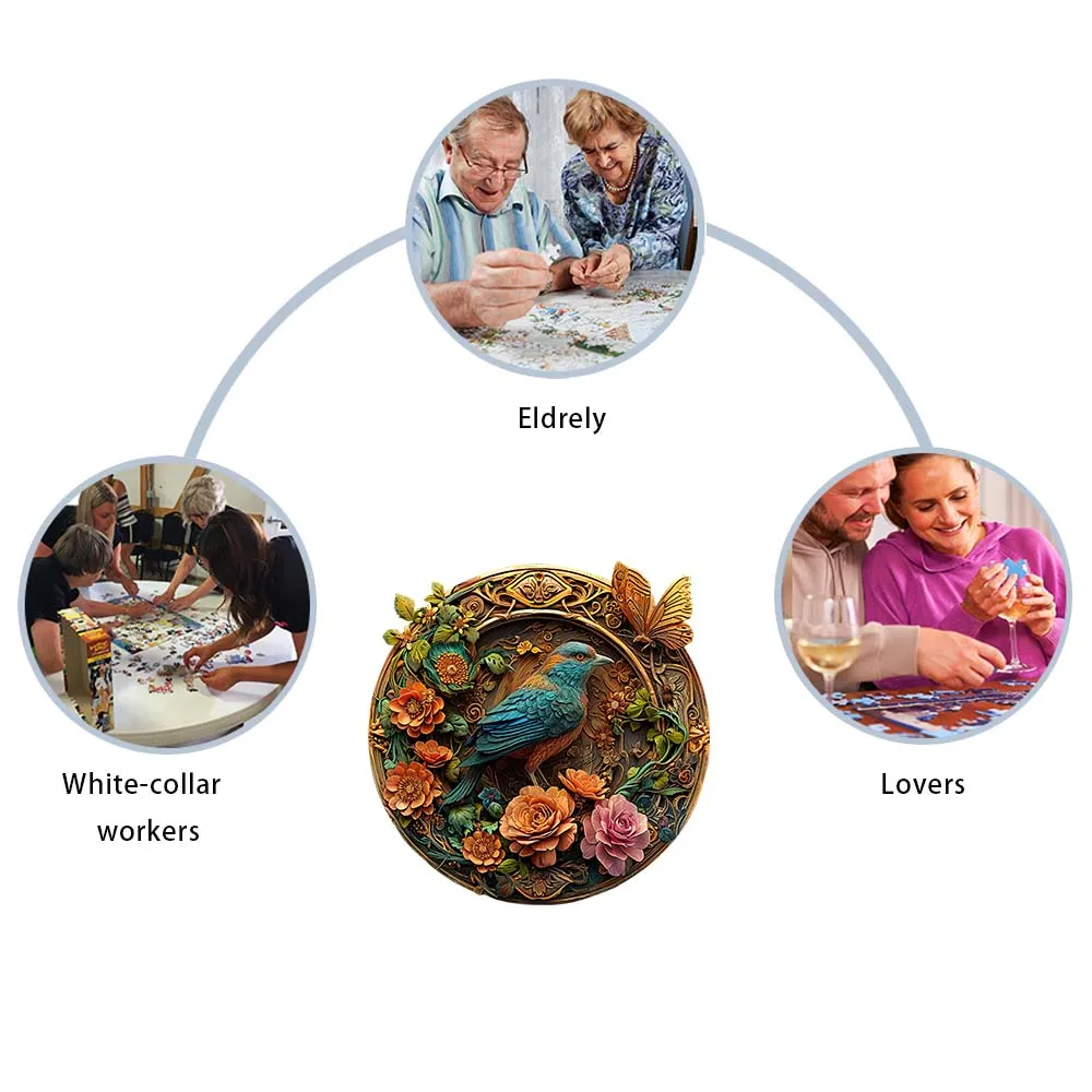 أحجية الصور المقطوعة الخشبية، صندوق هدايا على شكل طائر ملون، هدية رائعة، أحجية الصور المقطوعة على شكل حيوان غير منتظمة، هدية فريدة من نوعها لكبار السن