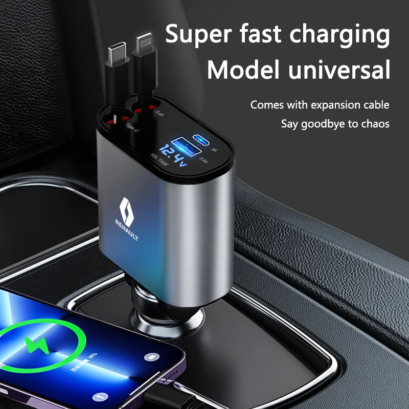 Car Type-C To USB 3.0 Interface Mini Converter Charging Adapter Fast Charger For Renault RS Koleos Captur Kadjar Megane Clio Zoe