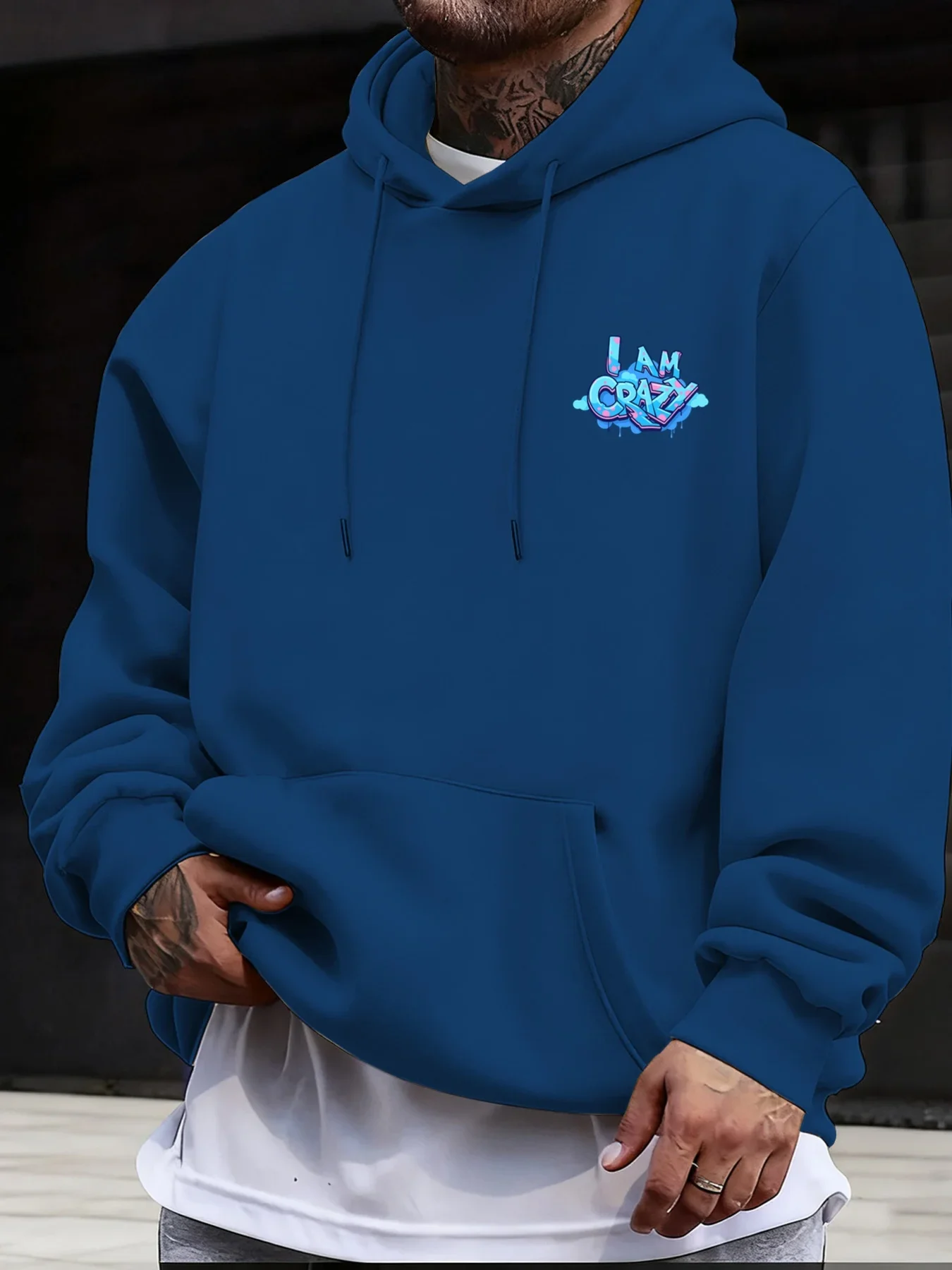 Unisex Street Style Hooded Sweatshirt Men Women 3D Bubble Letter Graffiti Print Loose Fit Versatile Comfortable Casual Pullover