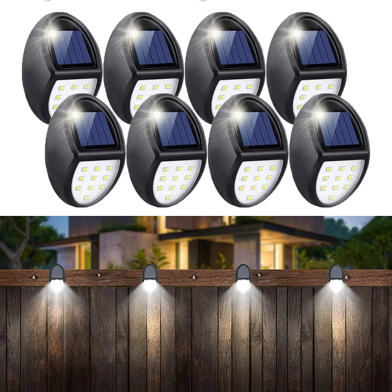 Luces LED solares de pared para exteriores, lámpara impermeable para puerta delantera, patio, escaleras, porche y piscina