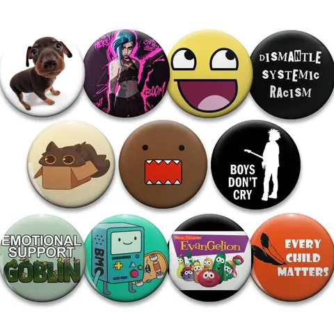 Bilashmart Yellow Smiling Face Pins 58mm Cute Cartoon Badge Chocolate Goldfish Handmade Brooches for Backpack Accessories Jewelry Gifts