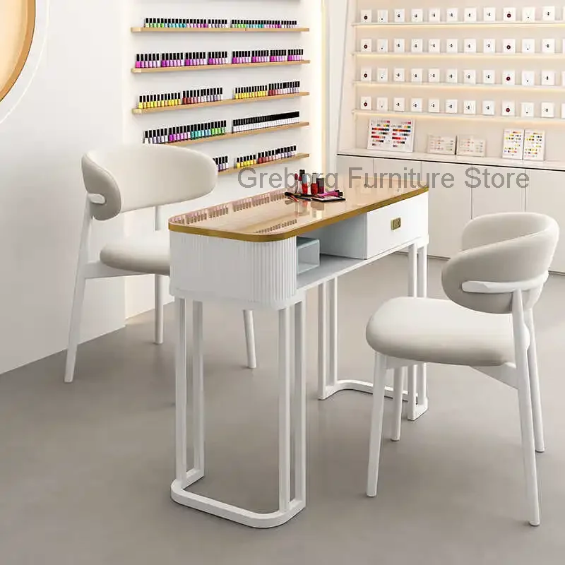 Mesas japonesas de crema para manicura profesional, mesa de manicura, silla de uñas, estación de muebles de salón, reposabrazos de belleza