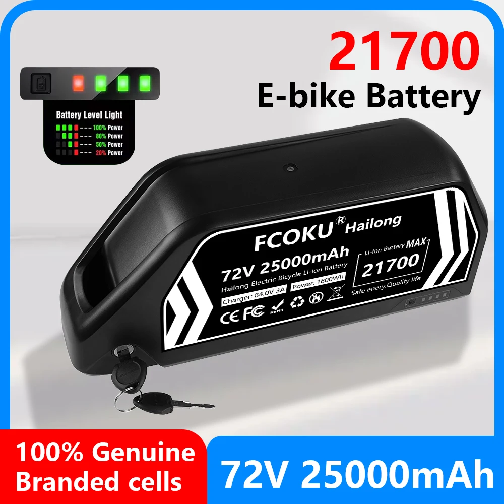 72V 25AH Hailong Battery 18650 21700 Cells Pack 1500W-2000W Lithium Battery,forElectric mountain bike, car