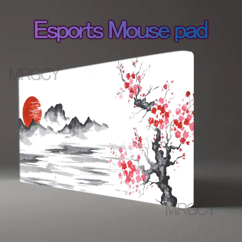 

Xxl Extended Deskmat Large Black and White Cherry Blossom Game Mouse Pad Lock Edge Keyboard Mat Sakura Non-slip Rubber Mousepad