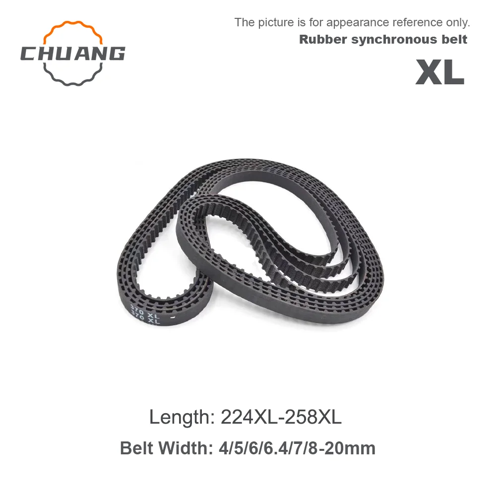 

XL High Torque Rubber Timing Belt Length 224XL~258XL Width 4/5/6/6.4/7/8/9/10/12/12.7/15/18/19/20mm XL Closed loop rubber band