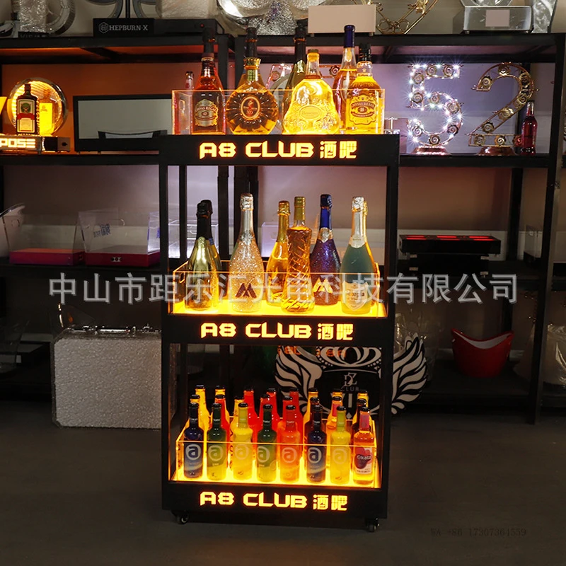 ledIlluminated wine cabinet for bar, red wine and foreign wine display cabinetKTVChampagne cabinetXOAcrylic movable wine rack ca