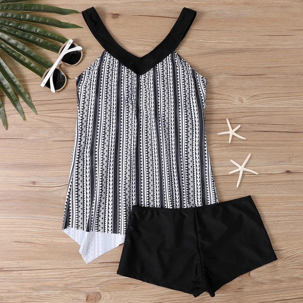 المرأة مثير مجموعة البكيني الصيف Tankini ملابس السباحة واحدة قطعتين بحر أزياء طباعة ملابس السباحة S-6XL