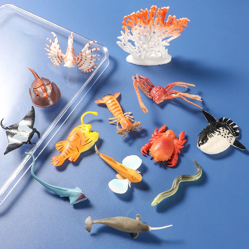 Figurines d'action en PVC pour enfants, mini ensemble de vie marine océanique, modèle animal, zoo d'Auckland Leone, jouets de collection, simulation chaude, 13 pièces