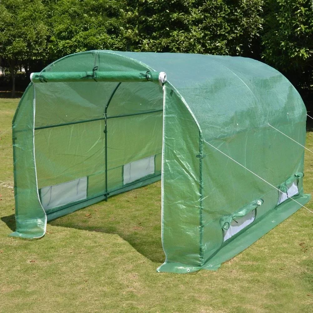 Portable Greenhouse Large Walk in Green Garden Hot House Outdoor Plant Tunnel Tent (10' X7'X6')