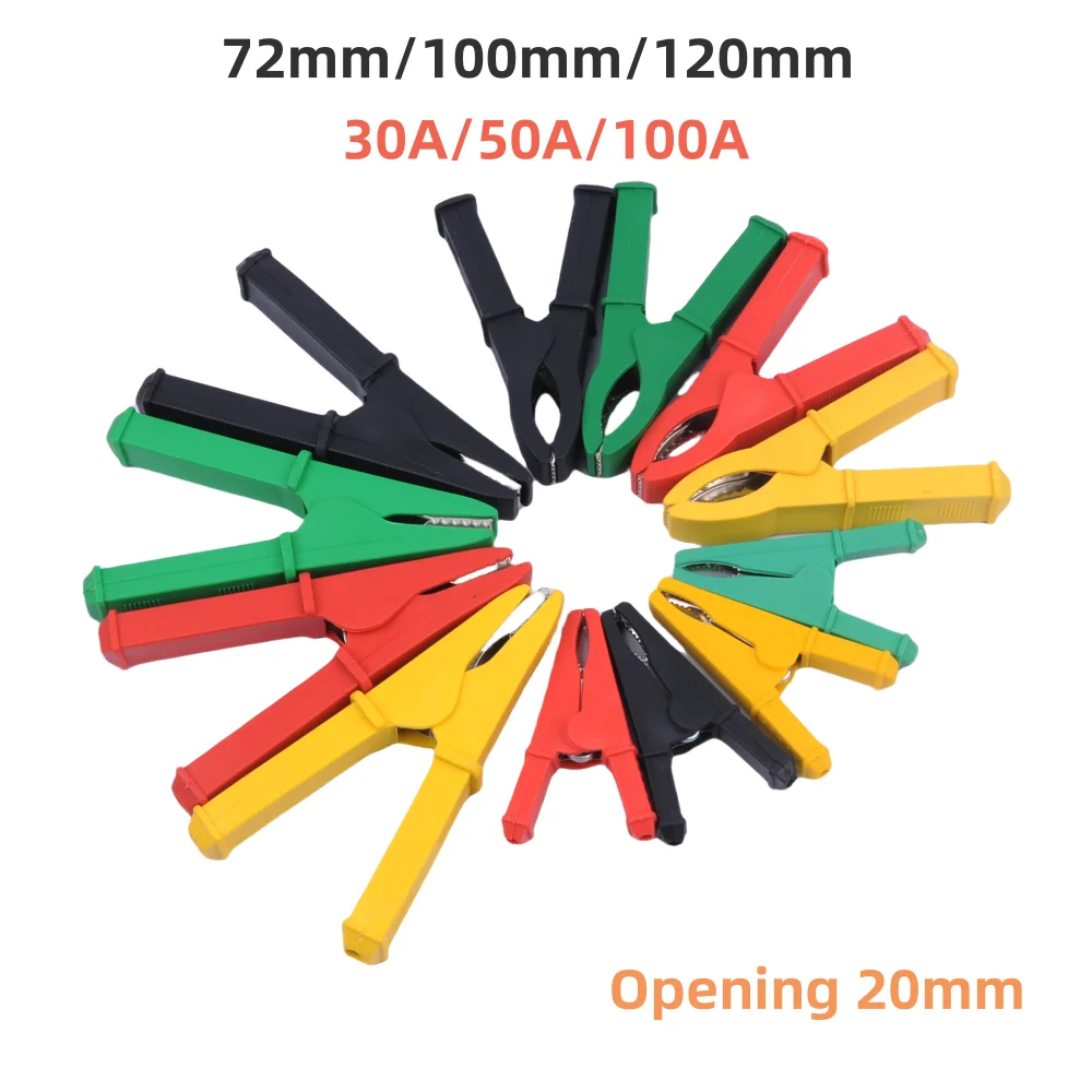 Solid Copper Alligator Clips 30A/50A/100A Fully Enclosed Insulated High-Voltage Protective Sleeve Test Clips Grounding Clips