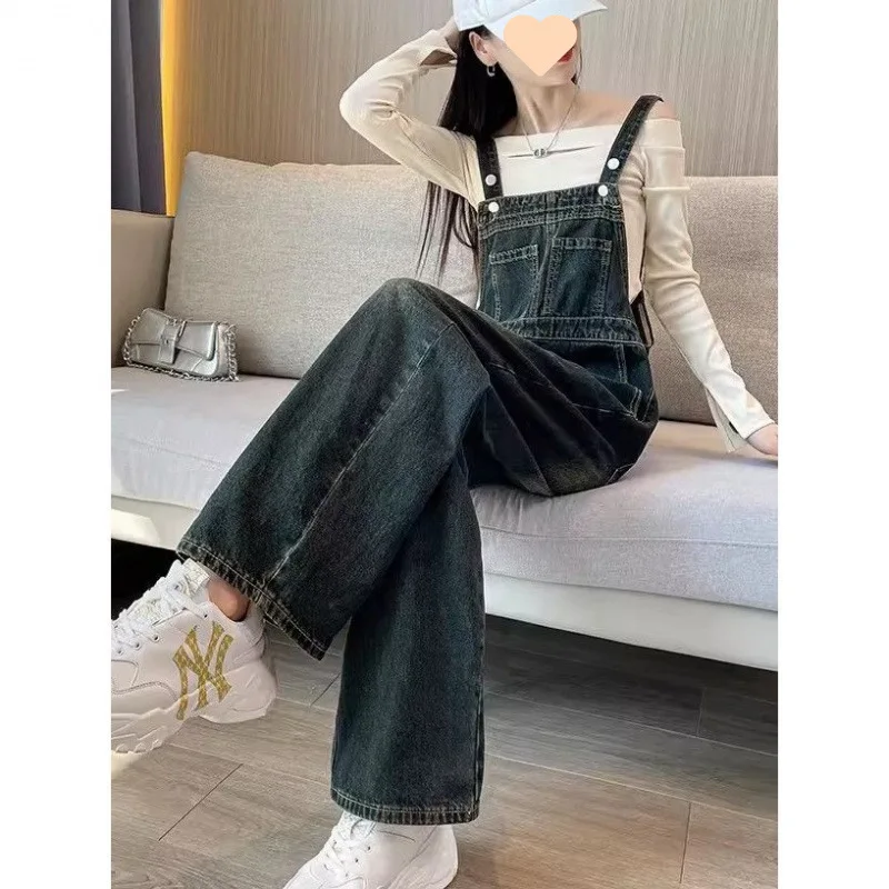 واسعة الساق البضائع وزرة النساء، الربيع والخريف جديد عالية الخصر التخسيس الأمريكية الرجعية المتخصصة مستقيم الساق غسلها Pa #1