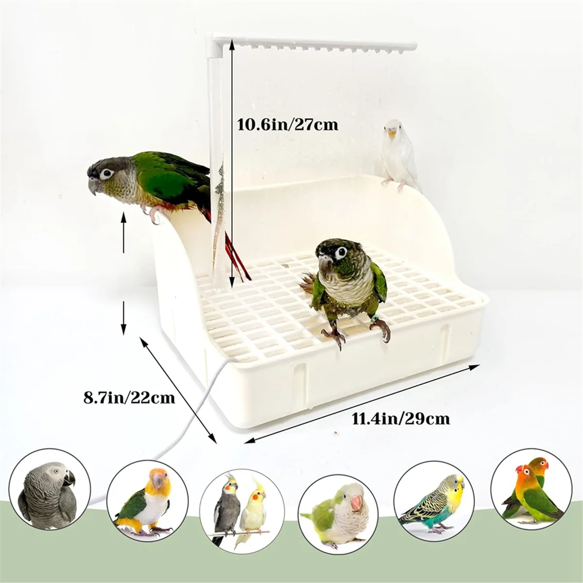 Parrot Bathtub Automatic Parakeet Bird Bath with Pump Bird Shower Fountain Indoor Bathtub with Running Water Parrot Bath Tub Fau