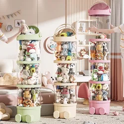 Doll Storage Bucket Transparent Container For Storing Dolls Plush Toy Doll Children's Transparent Multi-Layer Sorting Box ﻿