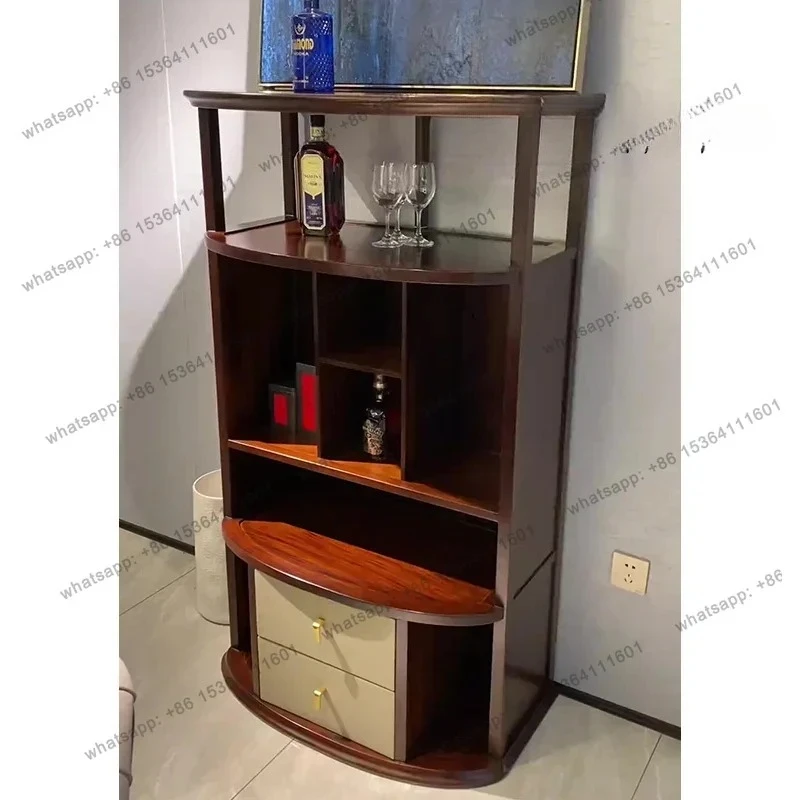 

DF New Chinese-style solid wood wine cabinet living room wall locker modern simple storage storage floor cabinet