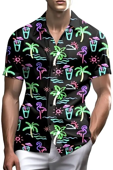 

Neon Shirts For Men Button Up Shirts,Mens Neon Shirt Hawaiian Shirt For Men,Mens Beach Shirts Neon Clothes 2025