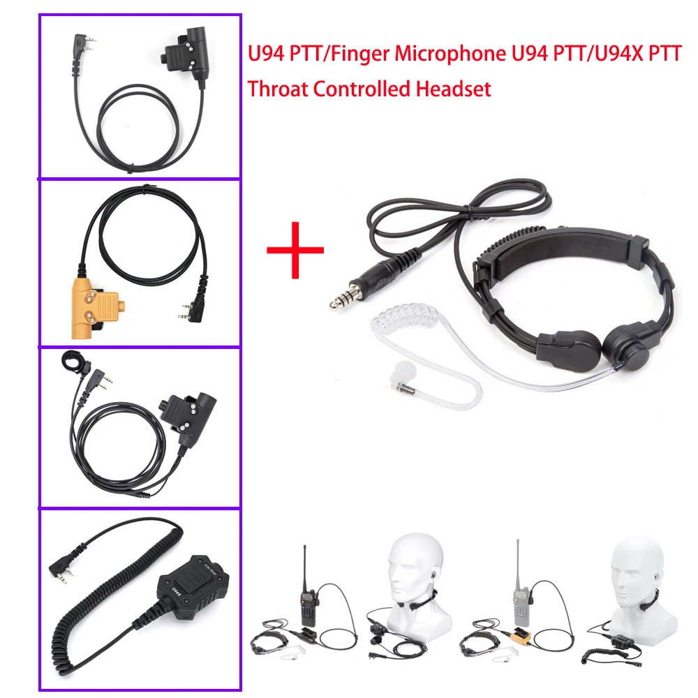 

YiNiTone TK U94 PTT Headset with Retractable Boom Mic Compatible Baofeng UV-5R, BF-888S, Quansheng UV-K5/K6