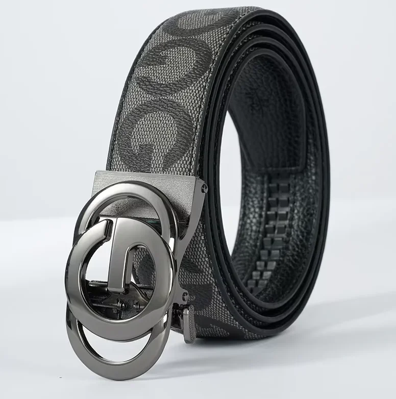 Cinto Masculino de Couro de Alta Qualidade 3.4cm, Fivela de Metal, Acessório de Moda Diária para Jeans
