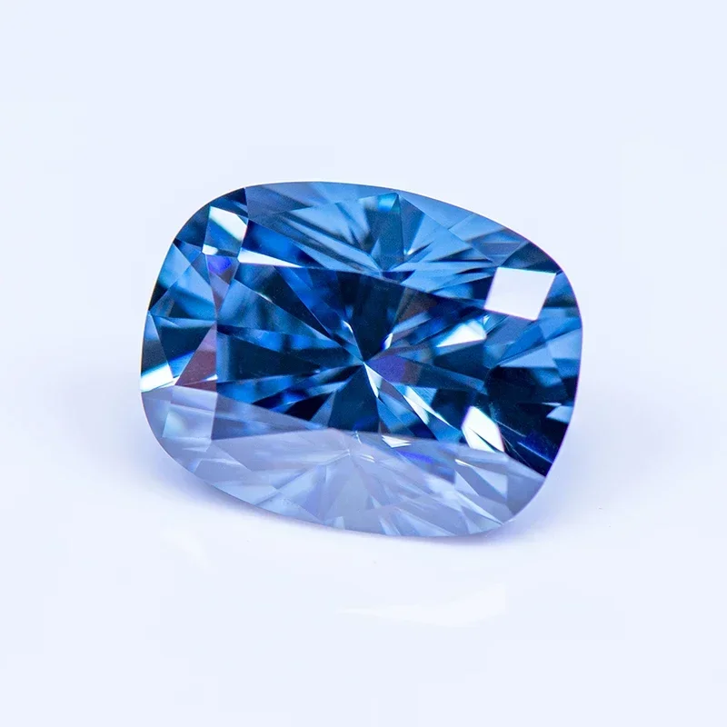 Moissanit-Edelstein in Natürlicher Farbe, Königsblau, Kissen-Schliff, DIY-Material für Ringe, Halsketten und Ohrringe mit Rep – Detail 2
