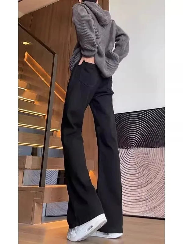 

Men's Slim Fit Straight Leg Jeans Spring Autumn Fashionable Black American High Street Knife Casual Trousers