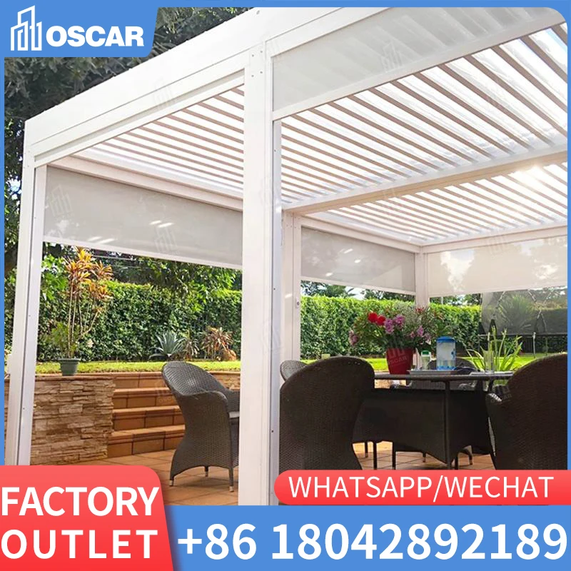 TUYA APP Control Pergola profiles Opening Louvered roof 3x3 insulated Patio Gazebo Garden Aluminum pergola