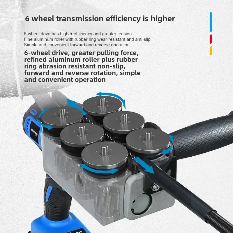 Electric Wire Puller Tool - Lithium Battery Operated Wire Puller with Auto Feed and Pull Function