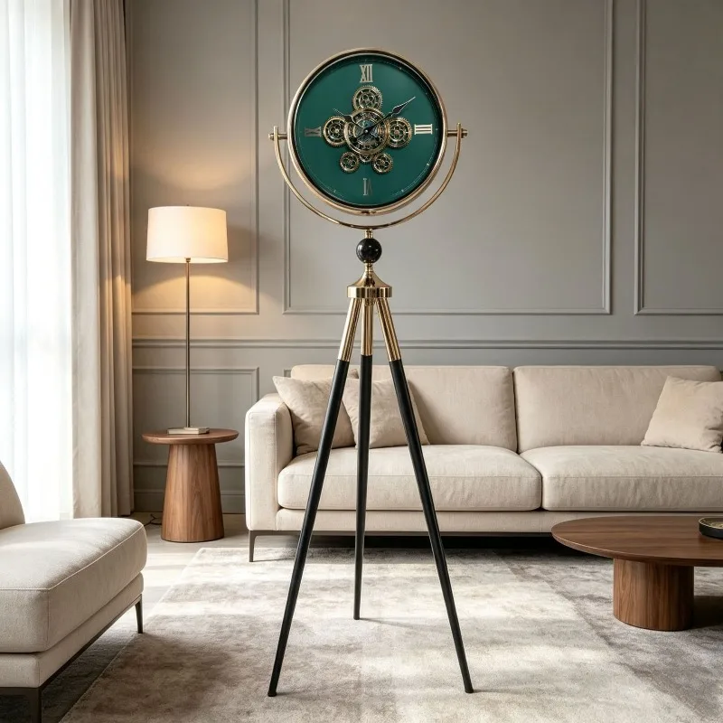 Luxury Metal Floor Clock Nordic Vintage Creativity Quartz Clock Living Room Entrance Put Floor Clocks Bedroom Home Decorative