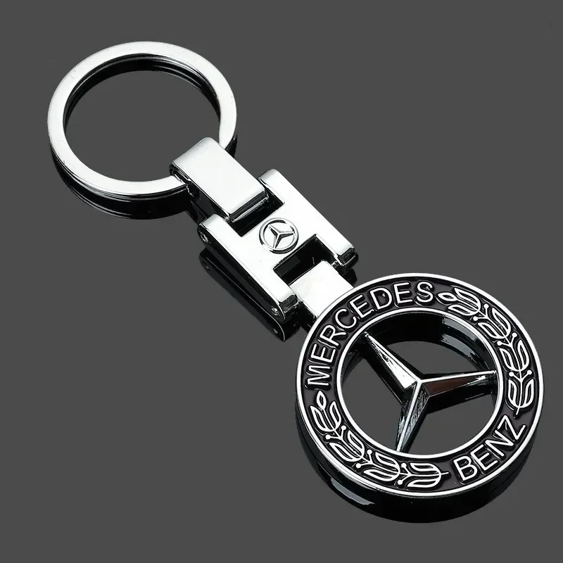 For Mercedes Benz New B/C/E Class A Class C200L GLC GLK New CLA GLA Metal Car Keychain Pendant Double sided Key Ring