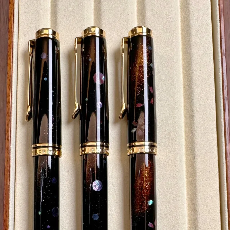 PK PAILIJIN Pen, ADMOK Fountain Pen Large Lacquer Threaded Piston with Ink Pen, Meteor Flower Hard Rubber, BOCK/Schmidt F Nib