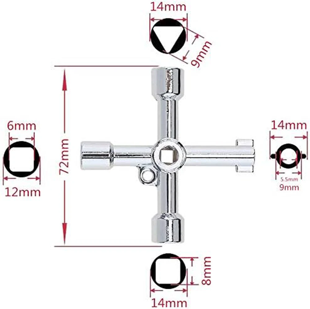 Multifunktionaler Water Utility Triange Schlüsselschlüssel, Sanitärschlüssel, quadratischer Dreieckszug, elektrischer Schrank, Aufzugsschrank – Detail 10