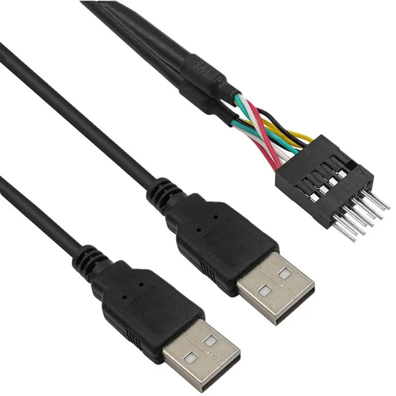 20cm USB AM/DuPont 2.54/2 * 5P DuPont USB Cable Dual USB Male To DuPont 9Pin 9-Pin Motherboard Cable