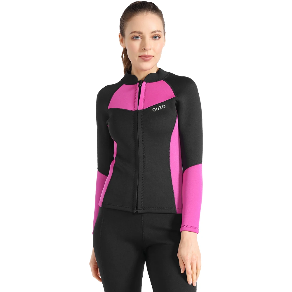 

Mens Womens Wetsuit Top Jacket Long Sleeve 1.5MM Neoprene Diving Wetsuits Shirt, 2MM 3MM Front Zip Adult Scuba Wet Suits