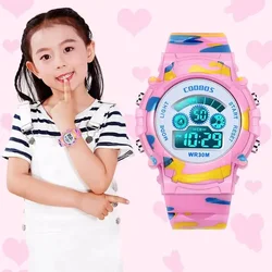 New Boys Sports watch  Military Kids Digital Watches Student Childrens Watch Fashion Luminous LED Alarm Camouflage Clock 2024