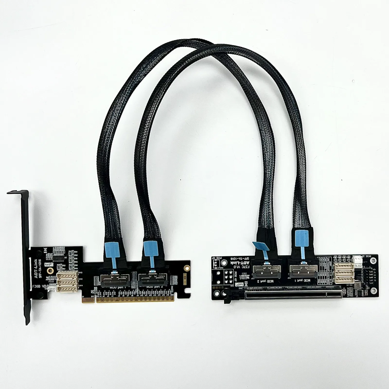 

Кабель-удлинитель с разделенной картой Видеокарта PCIe 4.0 x16 MCIO GEN4 PCI-E 4.0 X16–X8 X8 Адаптер раздвоенной карты SFF-TA-1016