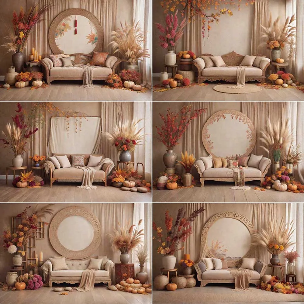 

MOON.QG Thatch Party Background Photography Bohemia Autumn Curtain Photozone Backdrop Child Photo Studio Photocall Accessories