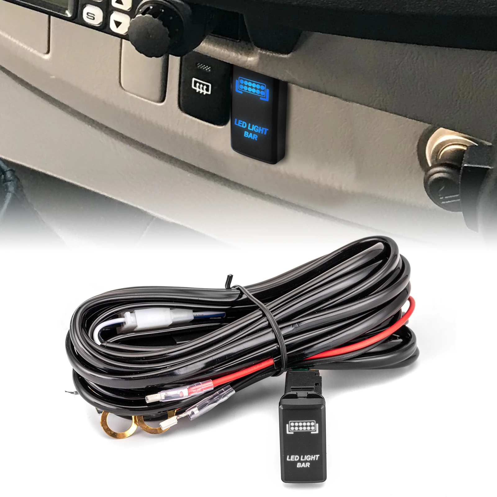 

16AWG 180W Led Light Bar Push Button Switch Kit for Toyota Land Cruiser Hilux Tacoma Highlander Tundra 4Runner Prado 1998-2015