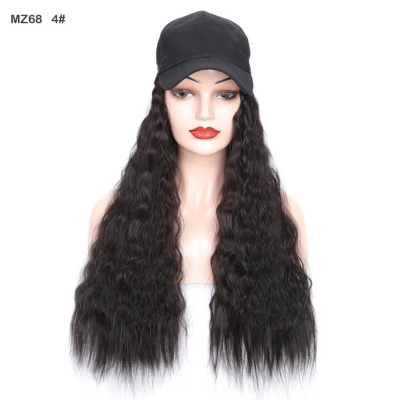 Women's Wavy Curly Baseball Cap Wig for Daily Use