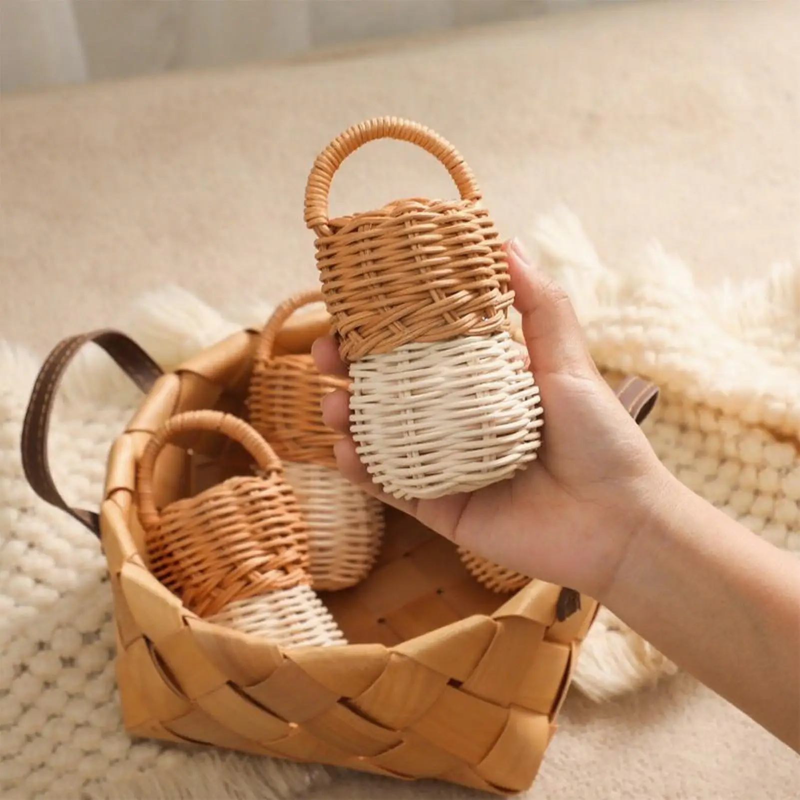 ของเล่นเขย่ามือเด็กทารก ทำจากหวาย ของเล่นปลอบประโลมเด็ก เขย่ามือธรรมชาติ ปลอดภัย เสริมพัฒนาการทางประสาทสัมผัส สำหรับเด็กเล่นที่บ้าน