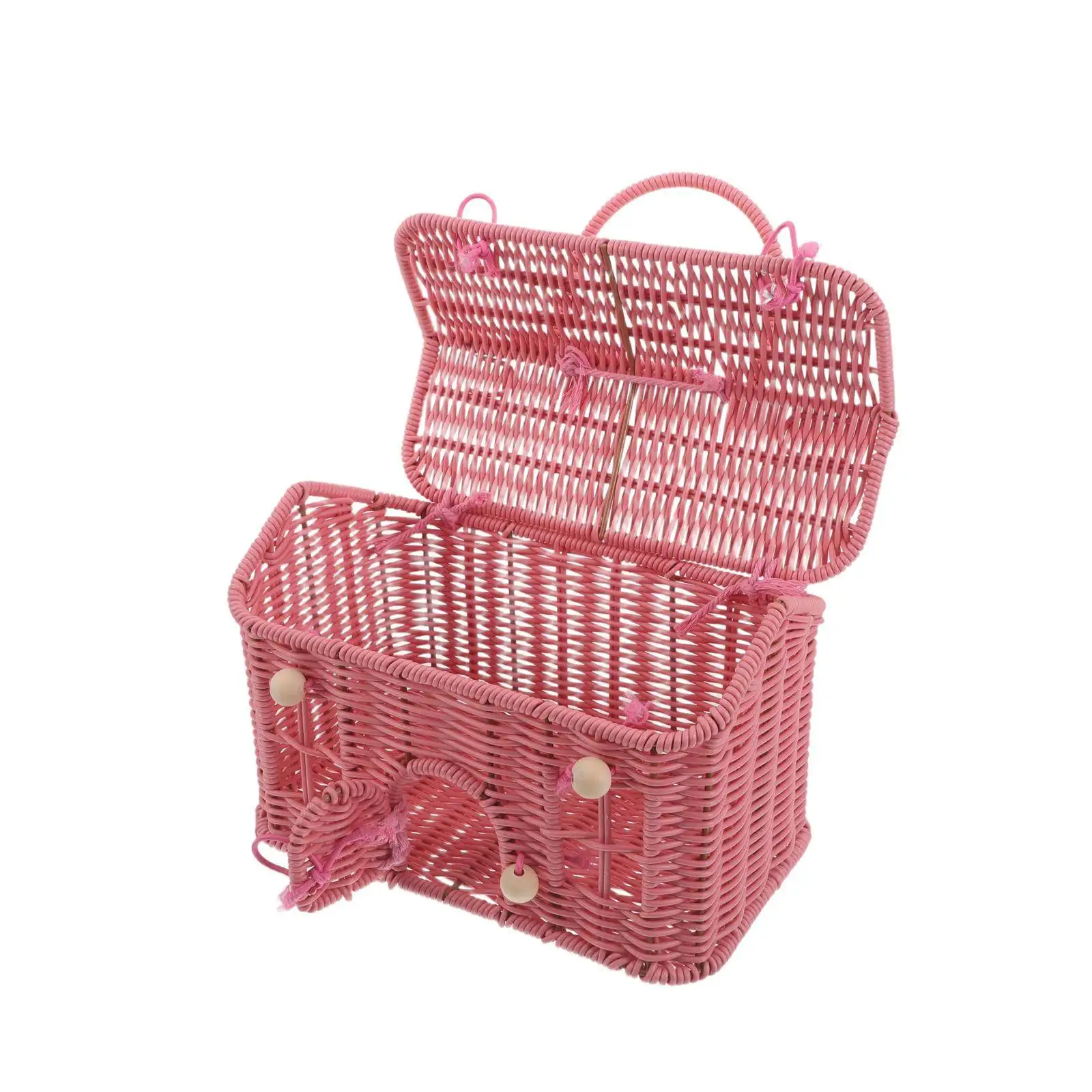 House-Shaped Imitation Rattan Picnic Basket Hand Woven Storage Basket with Handle for Wedding Picnic Camping Garden Harvest