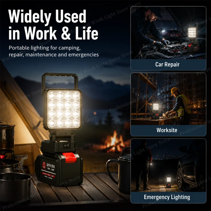 Portable for makita led lamp 18v-21v,  for makita lampe 18v led Tools Portable Outdoor Flood Lighting, Camping Lamp cordless wor