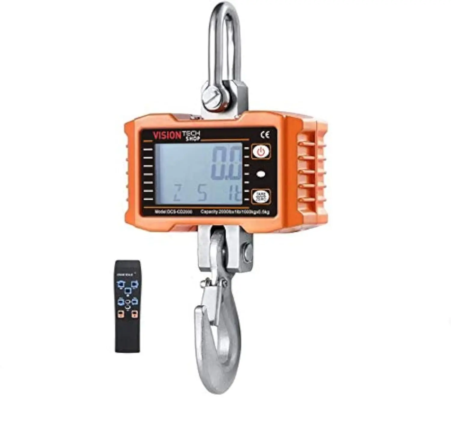 Crane Scale, DCS-CD 2000lb 1000 kg Heavy Duty Compact Hanging Scale LCD Display with Backight for Farm Factory