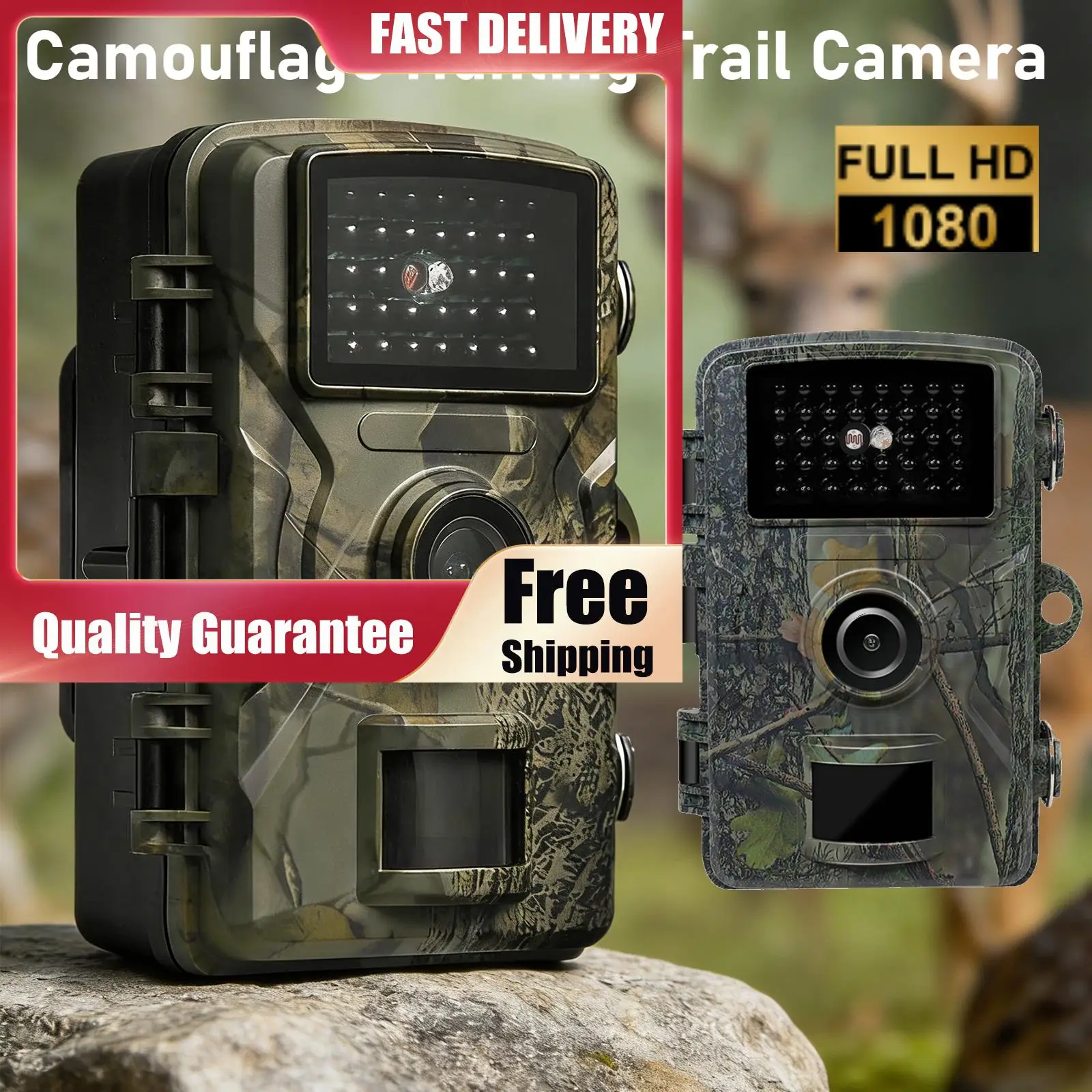 

Camouflage Hunting Trail Camera 0.8s Trigger Motion Activated Long Battery Life 2.0in HD Screen Outdoor Wildlife Surveillance