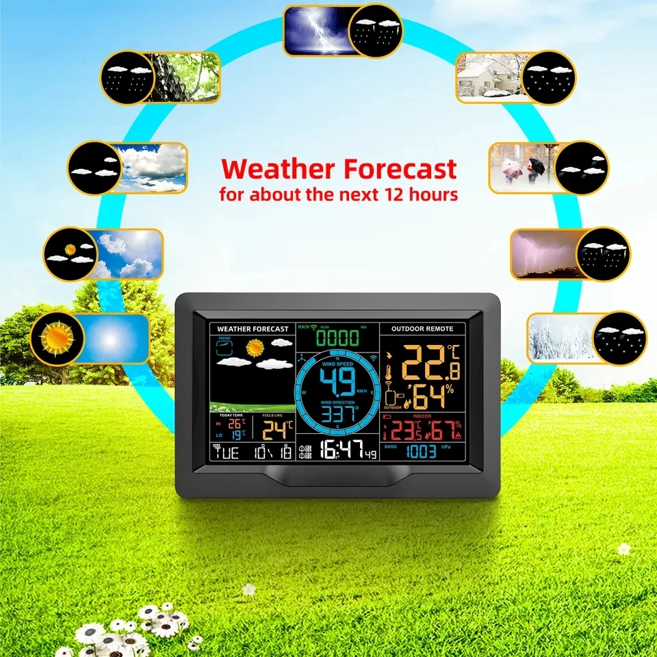 Professional Wireless Weather Forecast Sensor Weather Station  Colorful LCD  Wind Speed & Direction