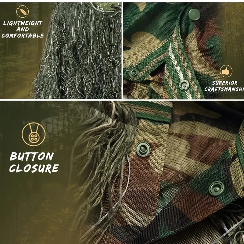 5-in-1 Professional Camouflage Suit, High Concealment & Multi-Function, Ideal for Hunting, CS, Birding & Gifting