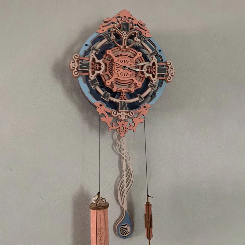 

European Retro Wall Clock 3D Three-dimensional Puzzle Handmade DIY Assembly Model Toy Living Room Bedroom Decoration Game